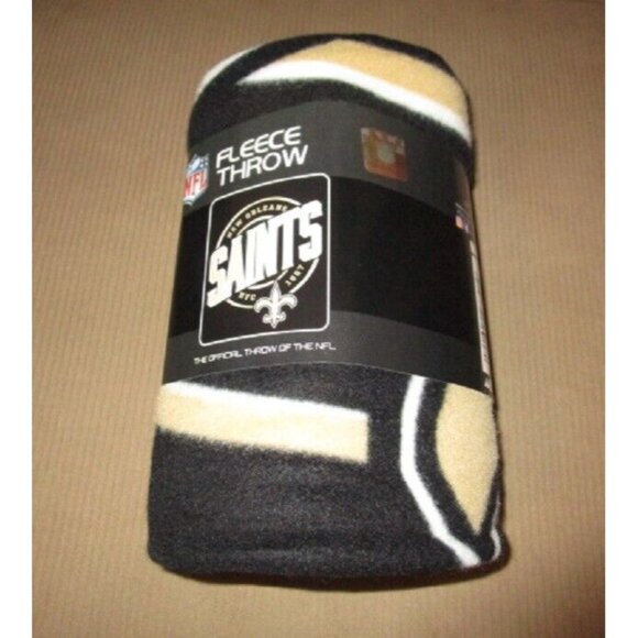 New Orleans Saints Fleece Throw Gift Stadium Blanket Football Team NFL Logo SOFT - Picture 2 of 2